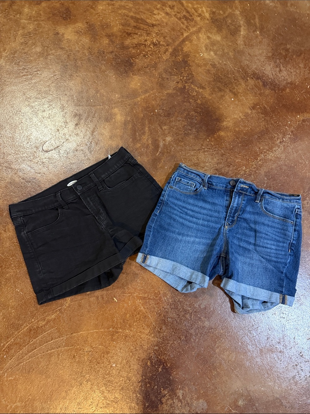 Old Navy Women's Denim Shorts Duo - Black & Blue Cuffed Styles